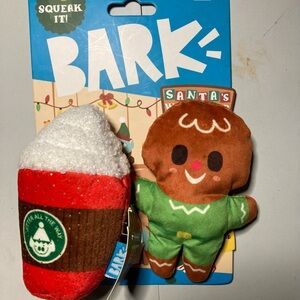 Bark Gingerbread and Holiday Drink Dog Toy Set New!